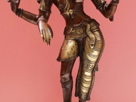 16" Ardhanarishvara Statue in Brass | Handmade Shiva-Shakti Idol | Made in India