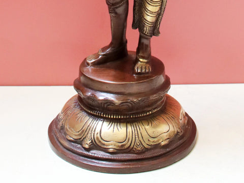 16" Ardhanarishvara Statue in Brass | Handmade Shiva-Shakti Idol | Made in India