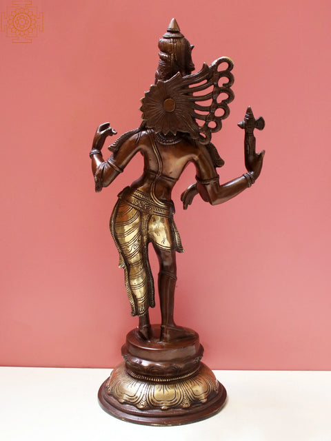 16" Ardhanarishvara Statue in Brass | Handmade Shiva-Shakti Idol | Made in India