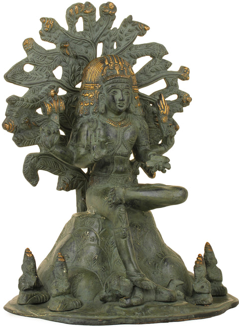 12" Magnificence of Dakshinamurti Shiva Brass Statue – Exquisite Handmade Art | Made in India