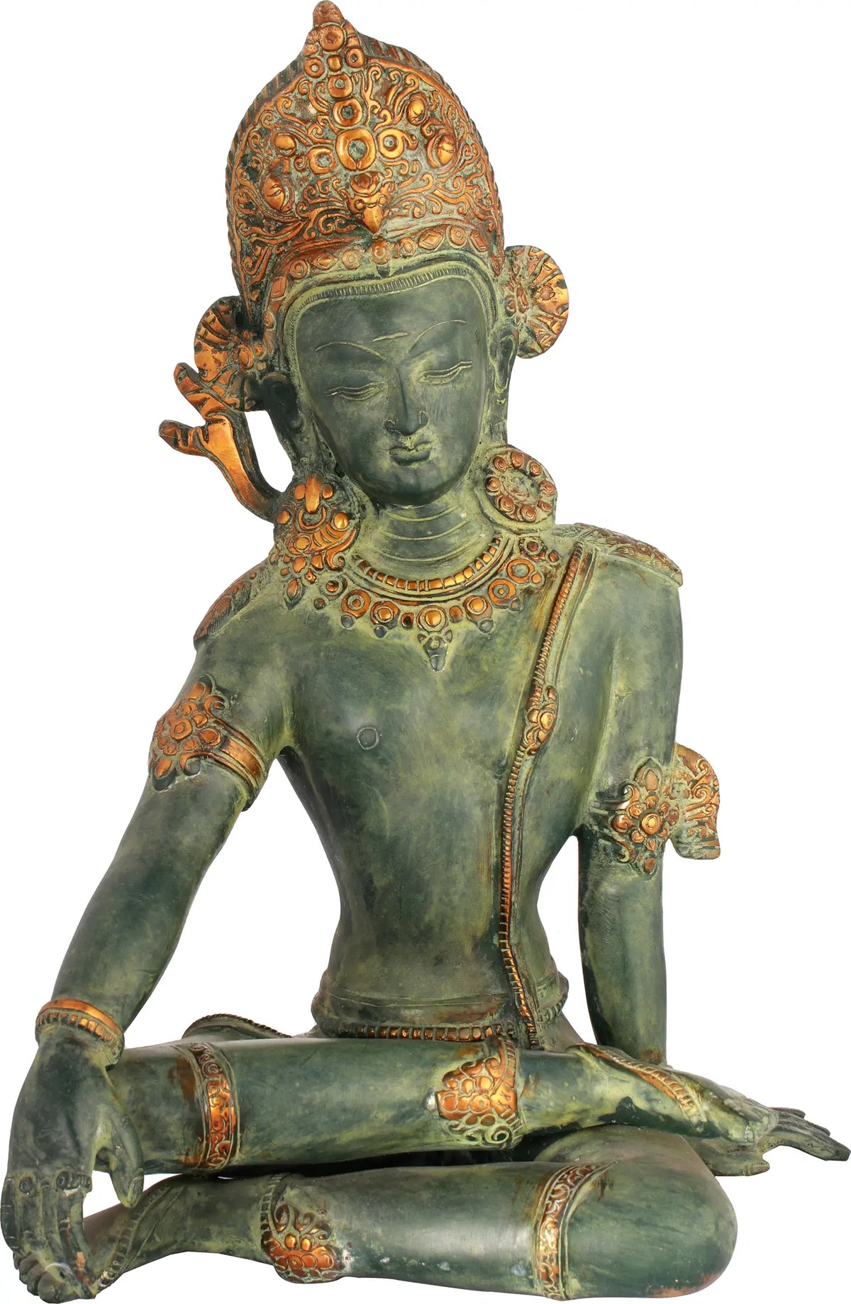 14" Seated Indra, As If Listening Intently To His Devotees In Brass | Handmade | Made In India