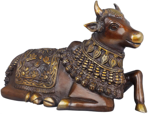 10" Brass Nandi Statue for Home Pooja
