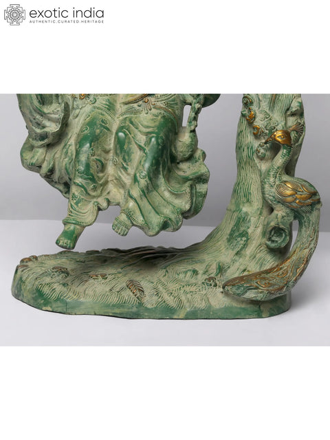 Radha-Krishna Brass Statue on Swinging in Amorous Bliss
