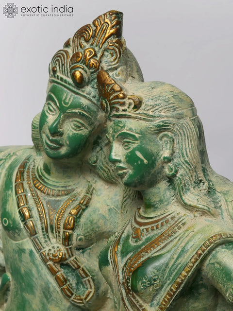 Radha-Krishna Brass Statue on Swinging in Amorous Bliss
