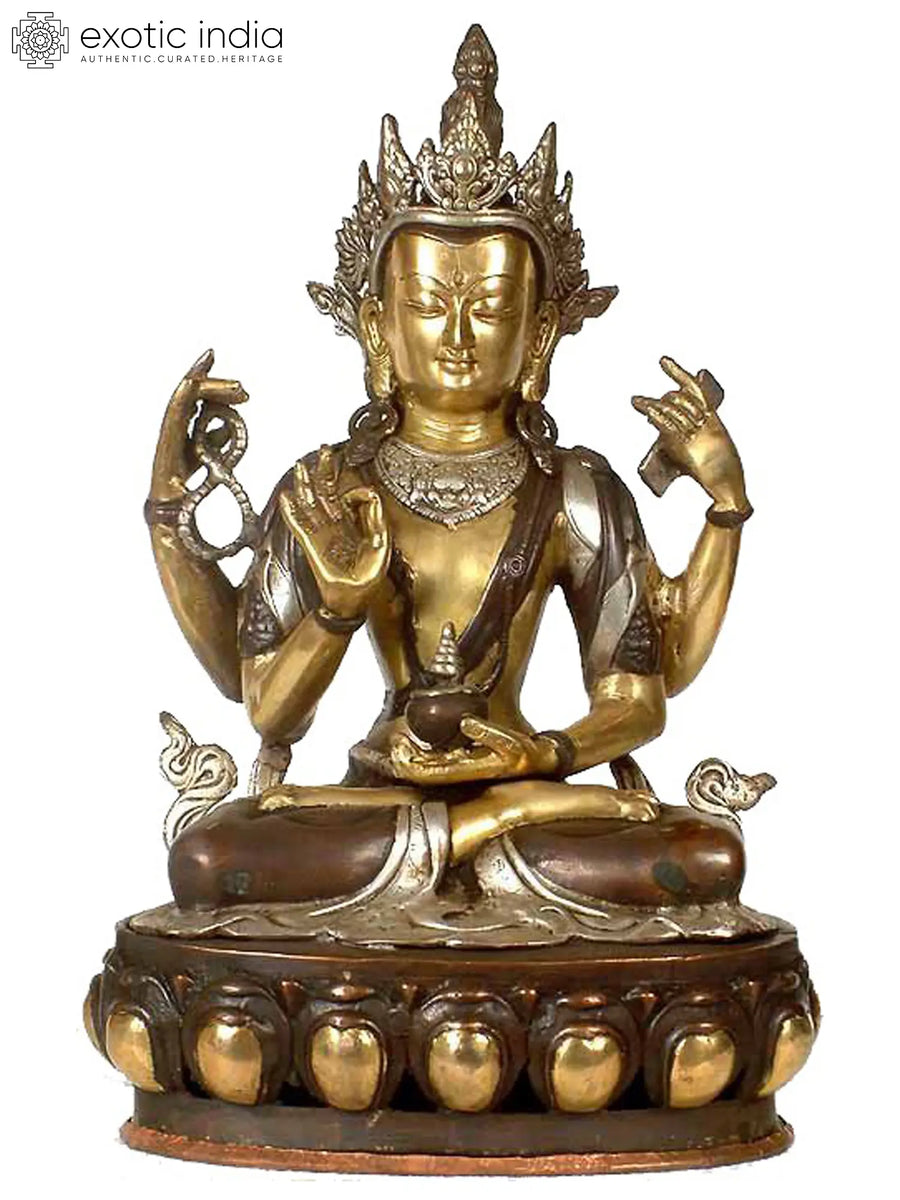 16" Buddhist Deity Brass Statue Handmade