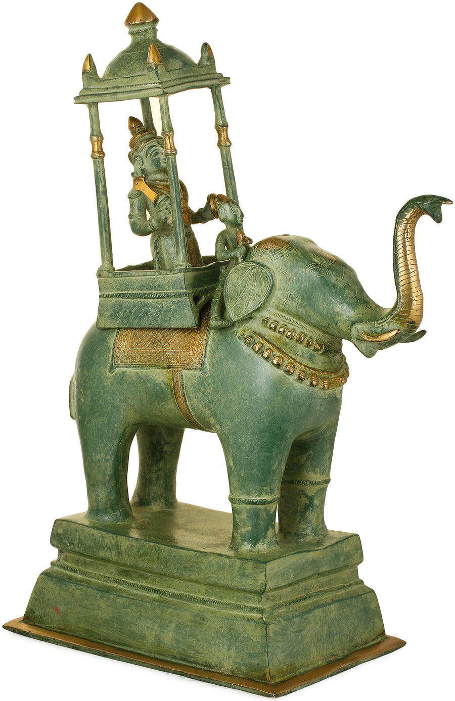 20" Indra on Airavata Brass Statue Handmade