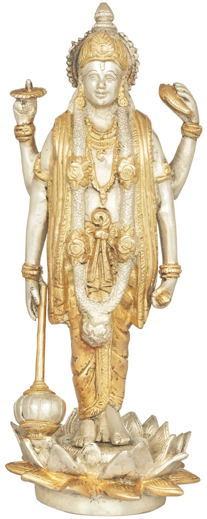 12" Vishnu Sustainer of Triloka Brass Statue Handmade