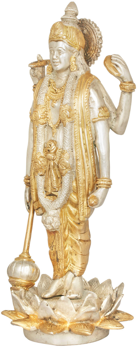 12" Vishnu, Sustainer Of Trloka In Brass | Handmade | Made In India