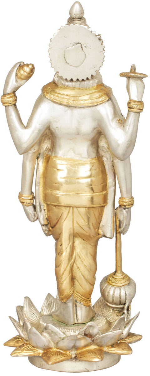 12" Vishnu, Sustainer Of Trloka In Brass | Handmade | Made In India