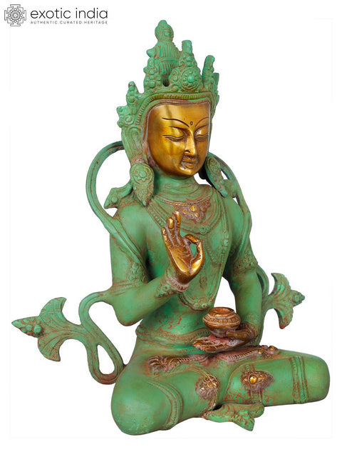 10" Crown Buddha (Tibetan Buddhist Deity) In Brass | Handmade | Made In India