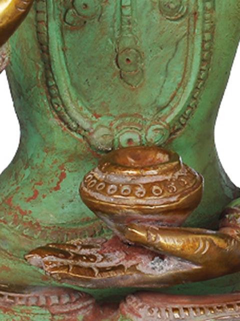 10" Crown Buddha (Tibetan Buddhist Deity) In Brass | Handmade | Made In India