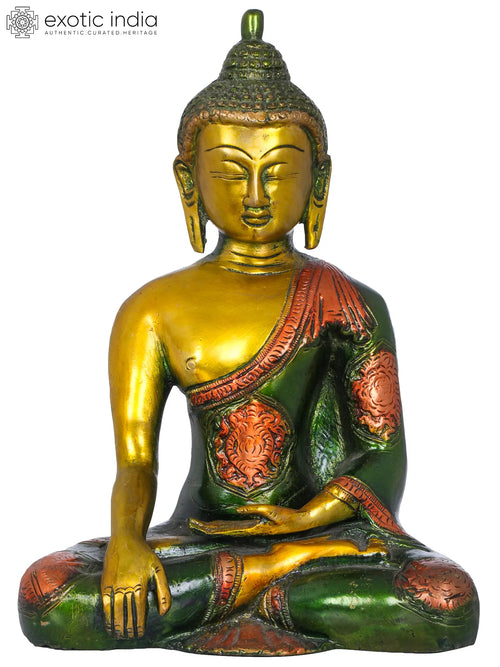 7" Buddha Bhumisparsha Mudra Brass Statue Handmade