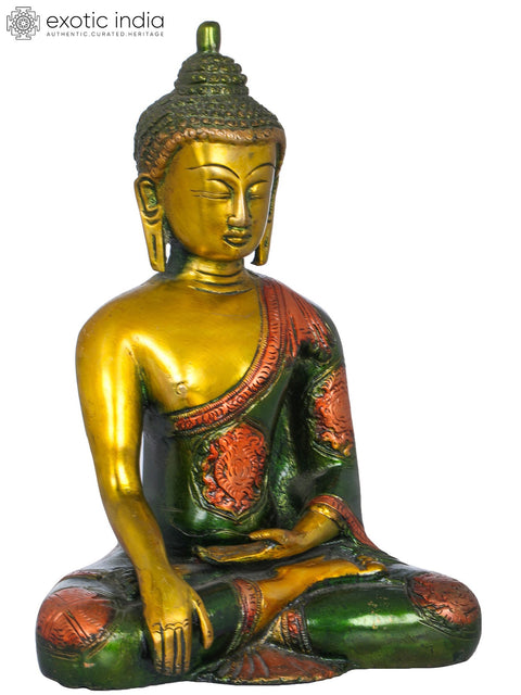 7" Buddha, His Hand In Bhumisparsha Mudra In Brass | Handmade | Made In India