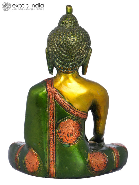 7" Buddha, His Hand In Bhumisparsha Mudra In Brass | Handmade | Made In India