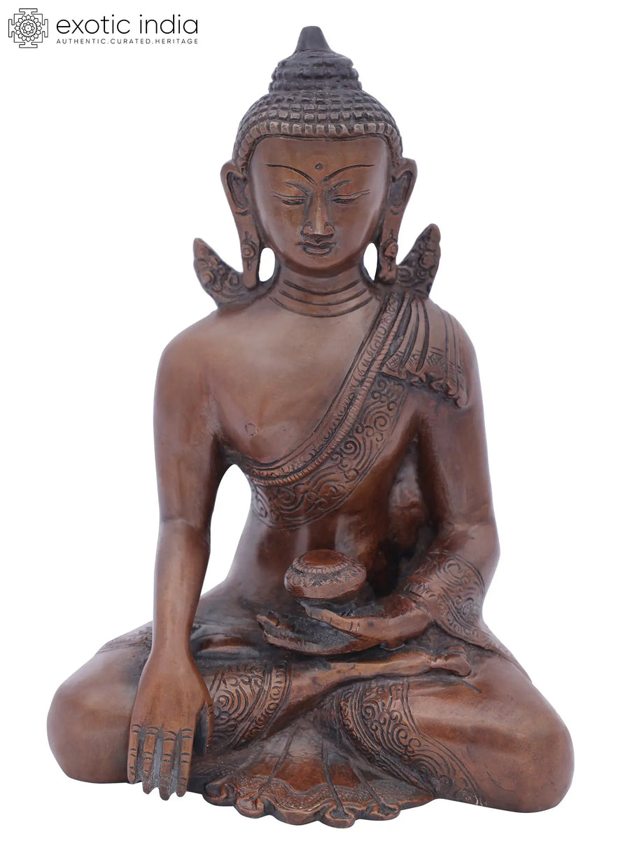 7" Shakyamuni Buddha Bhumisparsha Mudra Brass Statue Handmade