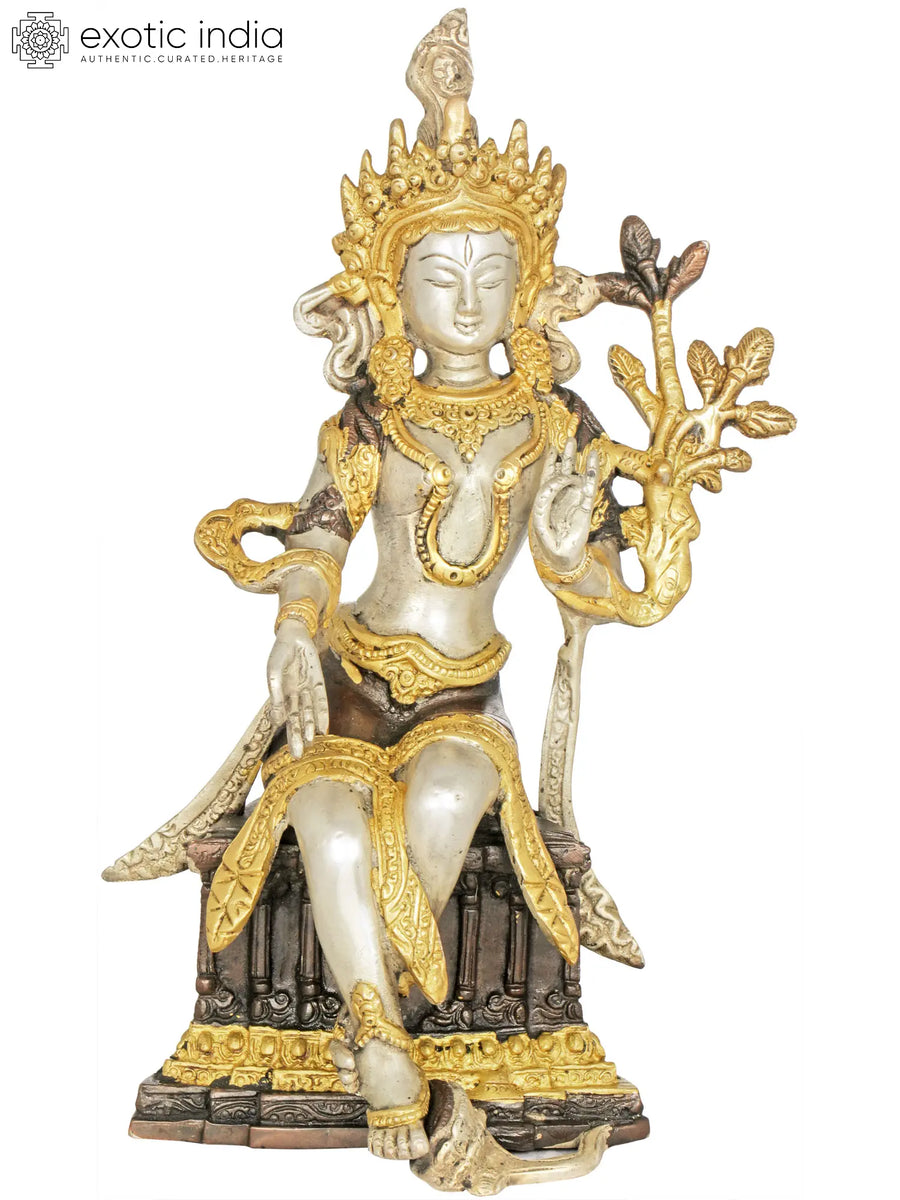 10" Seated Tara Brass Statue with Dangling Legs Handmade