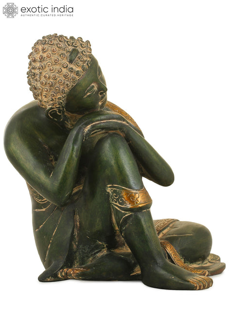 8" Buddha, Steeped In Thought In Brass | Handmade | Made In India