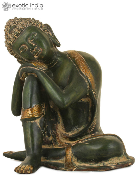 8" Buddha, Steeped In Thought In Brass | Handmade | Made In India