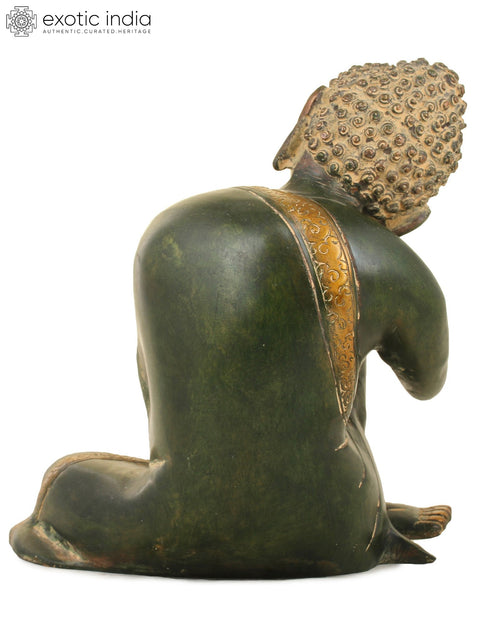 8" Buddha, Steeped In Thought In Brass | Handmade | Made In India