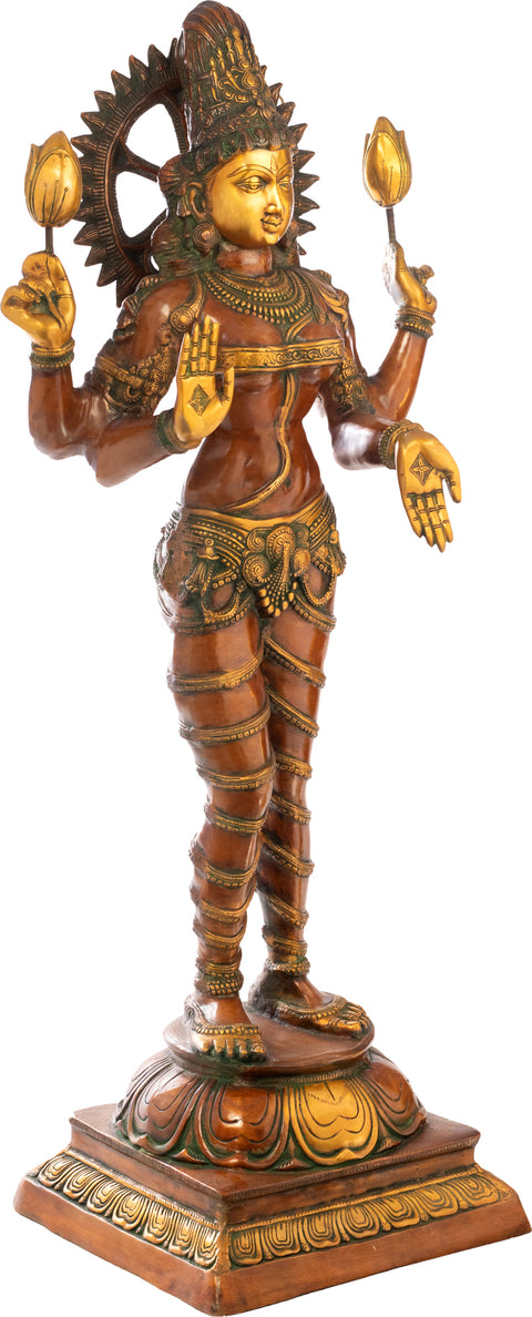 51" Large Goddess Lakshmi Brass Statue | Handmade Hindu Idol | Made in India