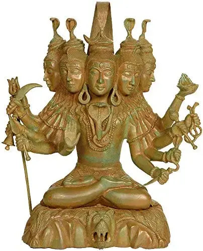 16" Handmade Panchamukha Gangadhara Shiva Brass Statue
