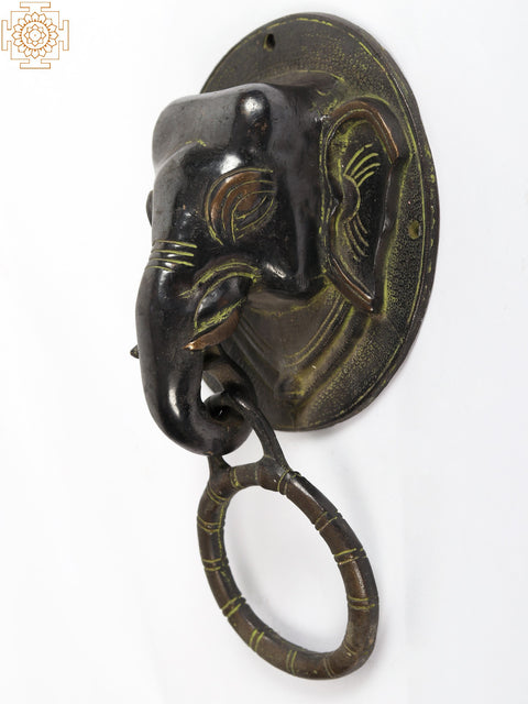 9" Brass Elephant Head Door Knocker