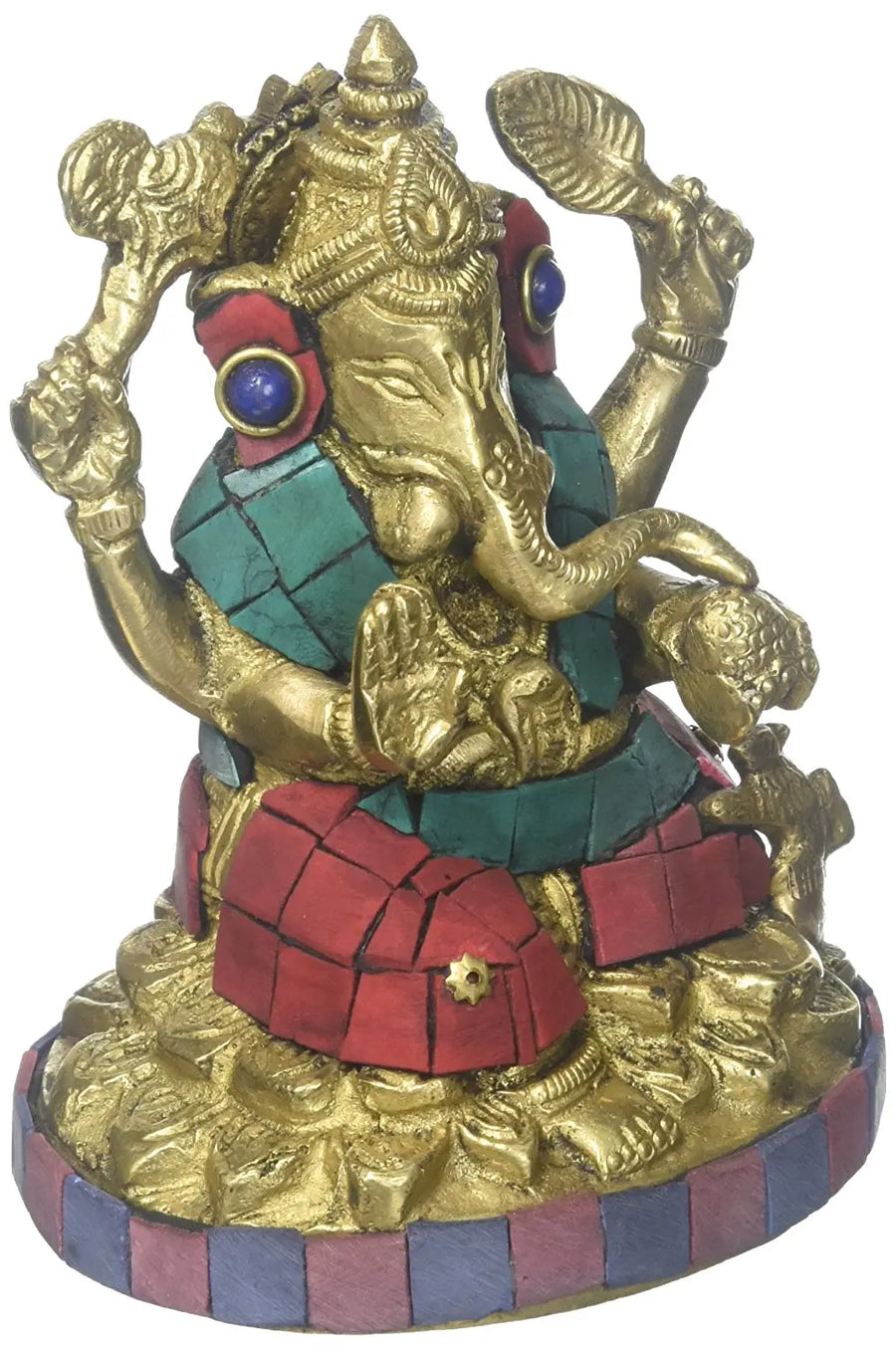4" Lalitasana Ganesha Brass Statue Handmade
