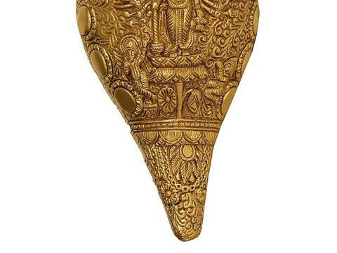 9" Brass Vishvarupa Vishnu Conch | Wall Hanging Statue | Handmade | Made in India