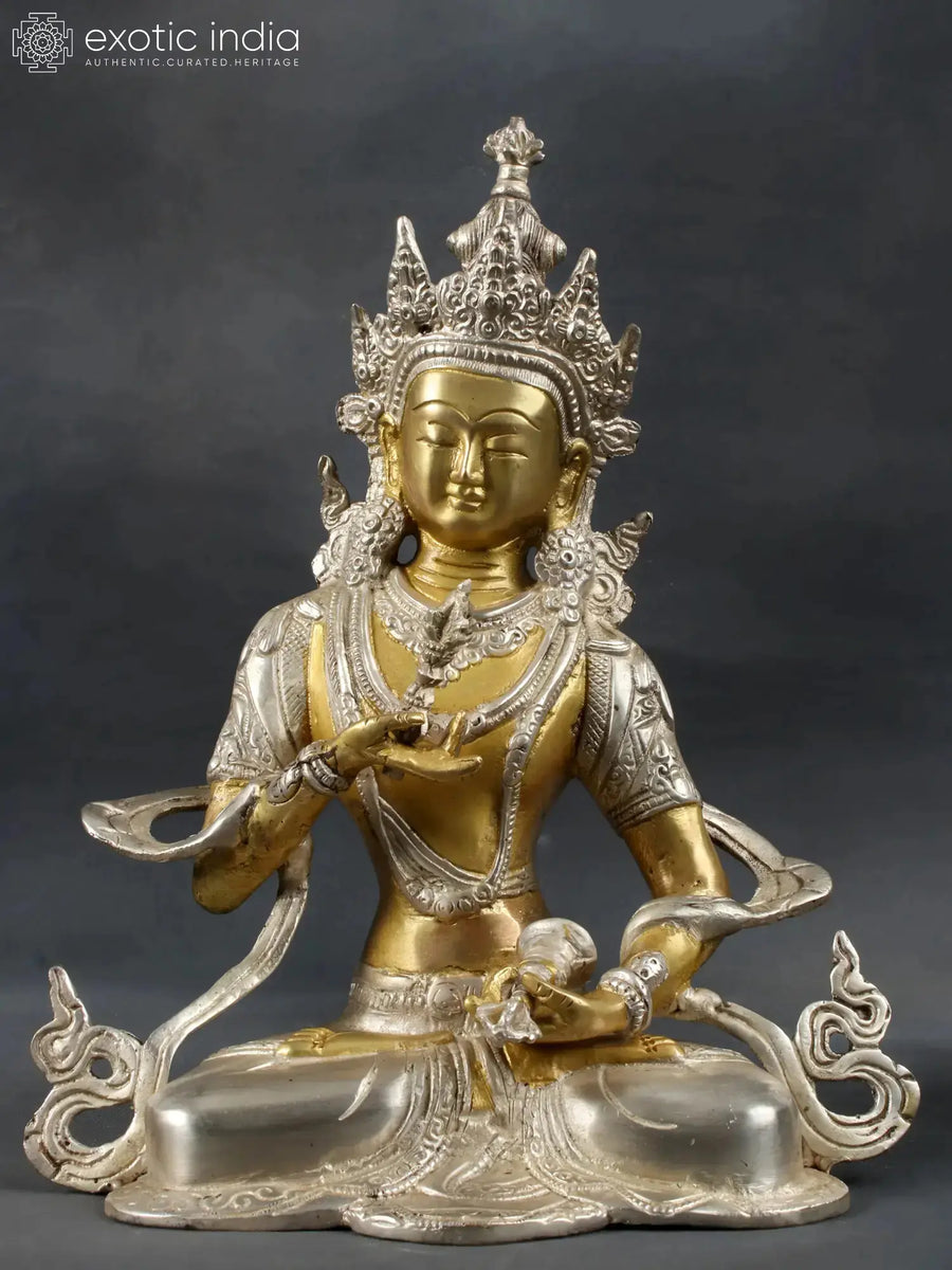 10" Seated Vajrasattva Tibetan Buddhist Brass Statue Handmade
