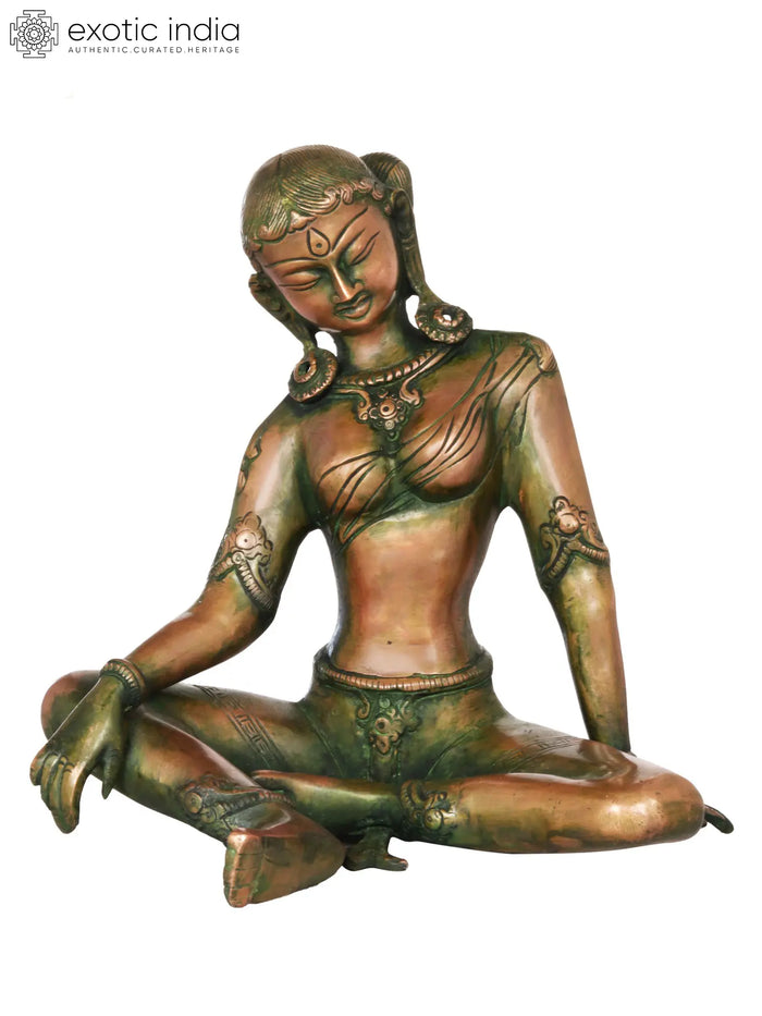 8" Green Tara Tibetan Buddhist Brass Sculpture Handmade