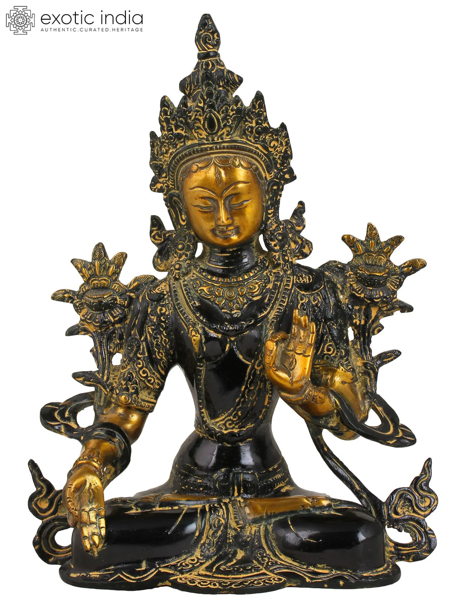 10" White Tara Brass Statue Handmade