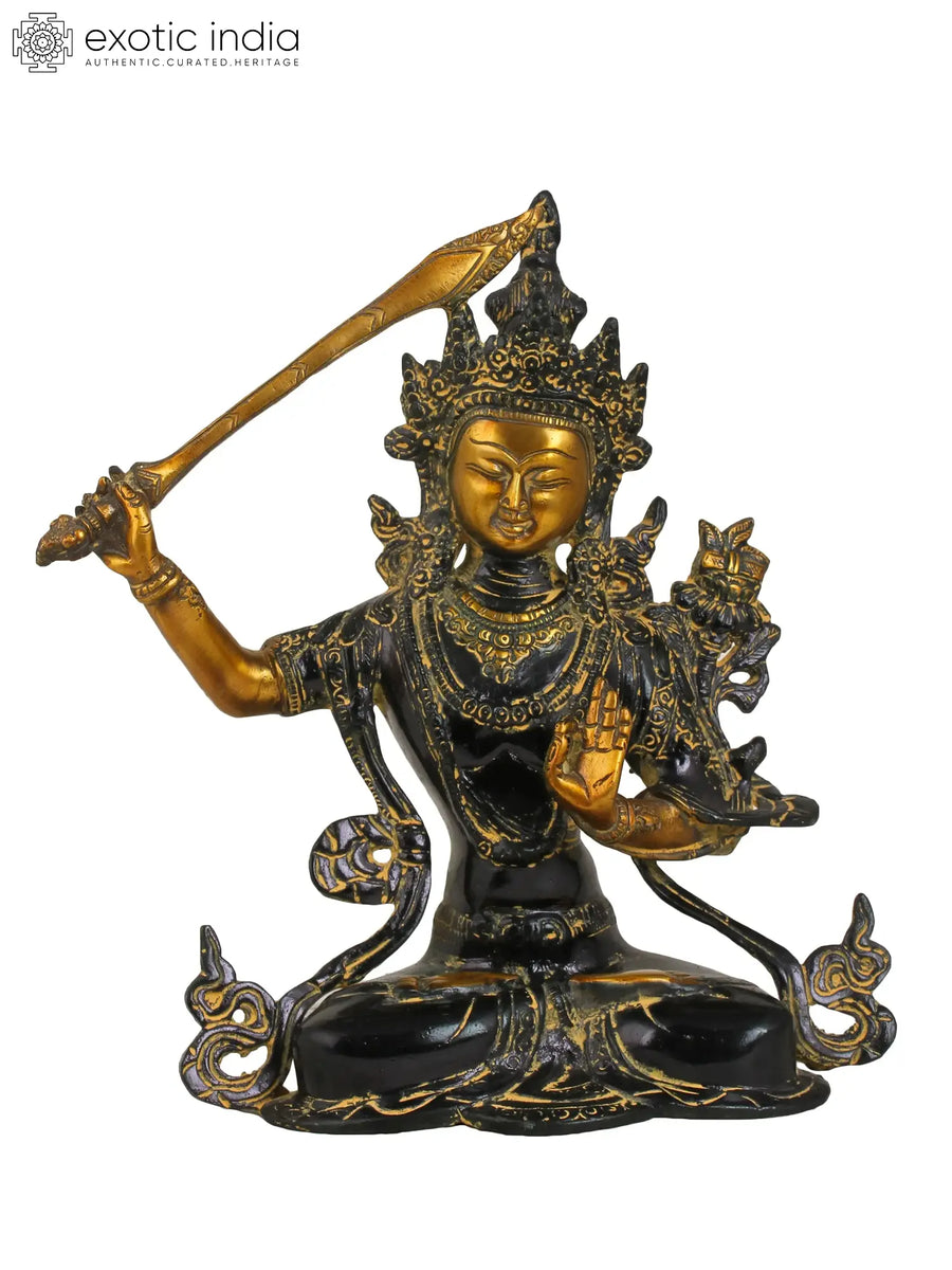10" Manjushri Bodhisattva Brass Statue Handmade