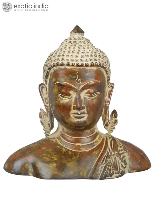 4" Buddha Bust Handmade Brass Statue for Home Meditation