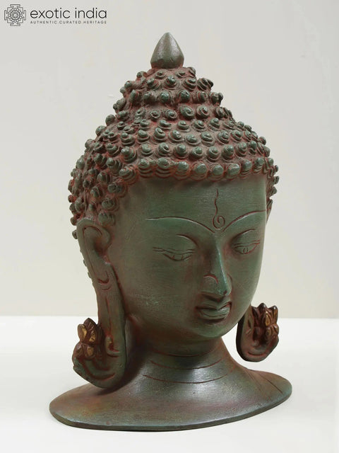 8" Brass Buddha Head - Exuding Calmness