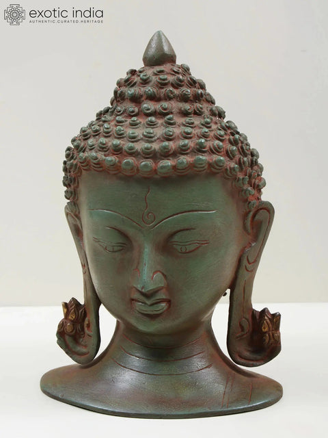 8" Brass Buddha Head - Exuding Calmness