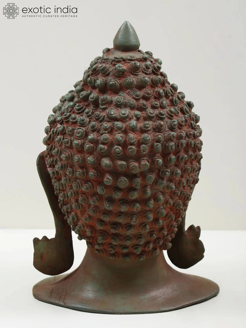 8" Brass Buddha Head - Exuding Calmness