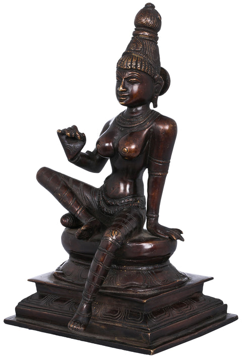 8" Seated Uma | Uma is used for Sati (Shiva's first wife, who is reborn as Parvati) | Brass Statue | Handmade | Made In India