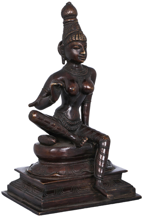 8" Seated Uma | Uma is used for Sati (Shiva's first wife, who is reborn as Parvati) | Brass Statue | Handmade | Made In India