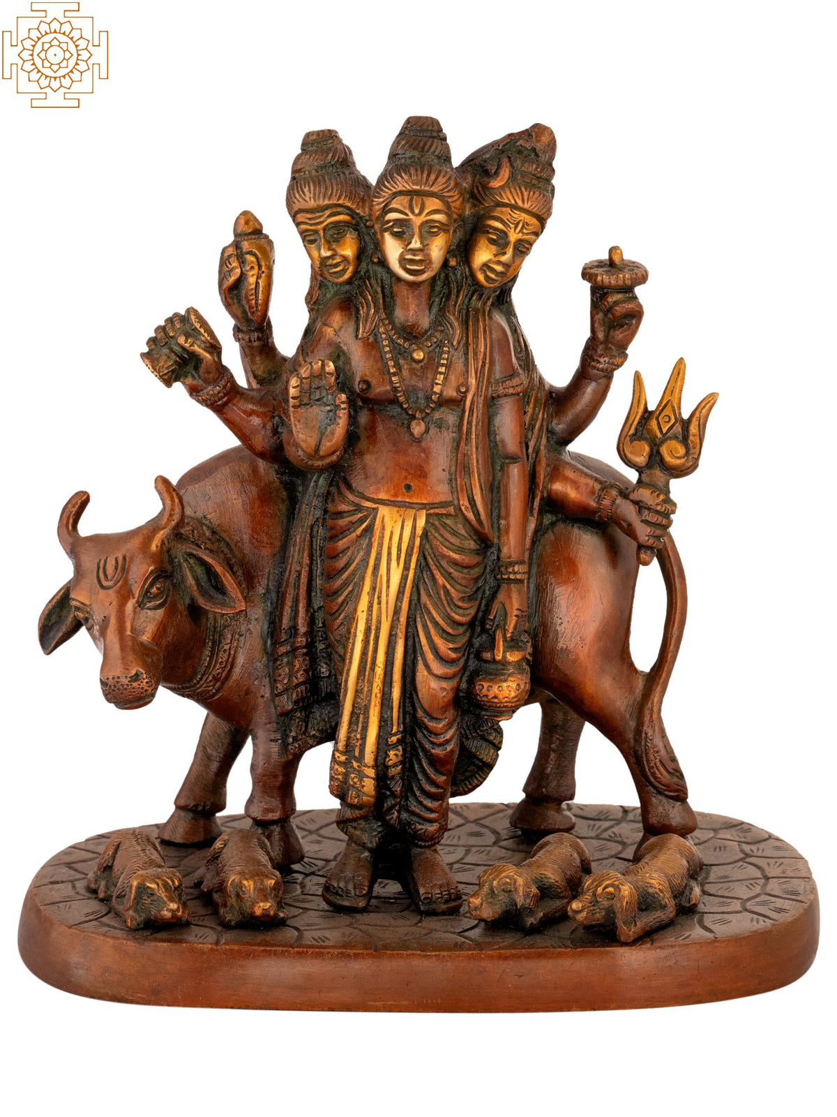 8" Dattatreya - Indian Saint In Brass | Handmade | Made In India