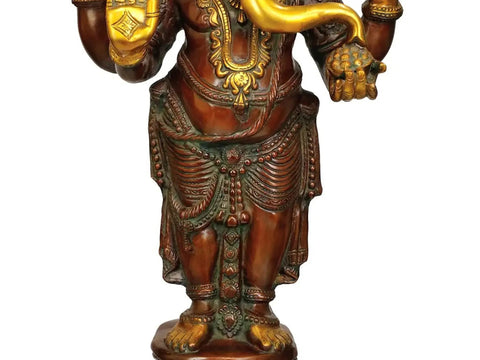 36" Standing Ganesha, Stately And Resplendent In Brass | Handmade | Made In India