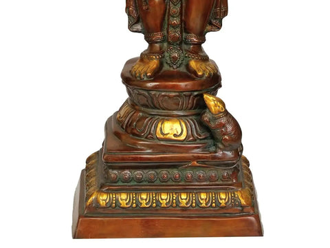 36" Standing Ganesha, Stately And Resplendent In Brass | Handmade | Made In India