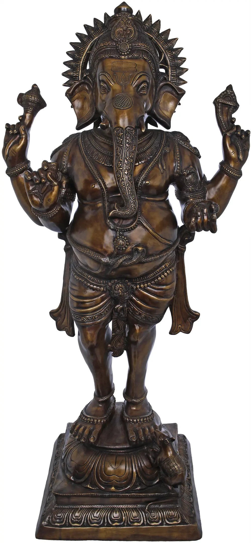 51" Lord Ganesha Brass Statue | Home Office Decor
