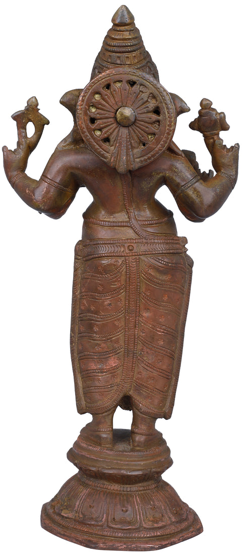 10" Dhoti-clad Ekdanta Ganesha, Standing In Brass | Handmade | Made In India