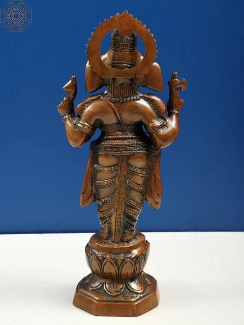 14" Standing Chaturbhuja Ganesha In Brass | Handmade | Made In India