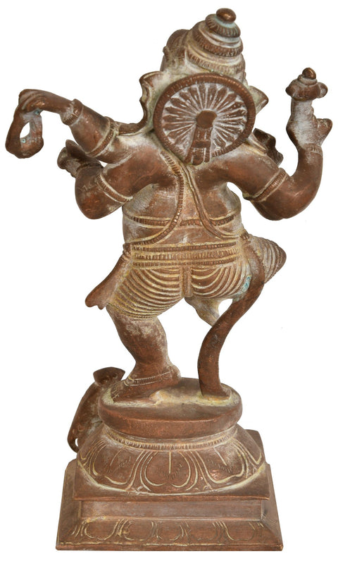 8" Ganesha, In The Midst of A Celebratory Dance Ritual | Handmade Brass Idol