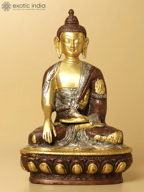8" Brass Buddha Statue Bhumisparsha Mudra Handmade