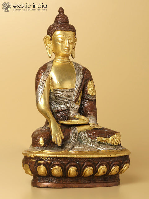 8" Brass Resplendent Buddha Statue in Bhumisparsha Mudra | Handmade | Made in India