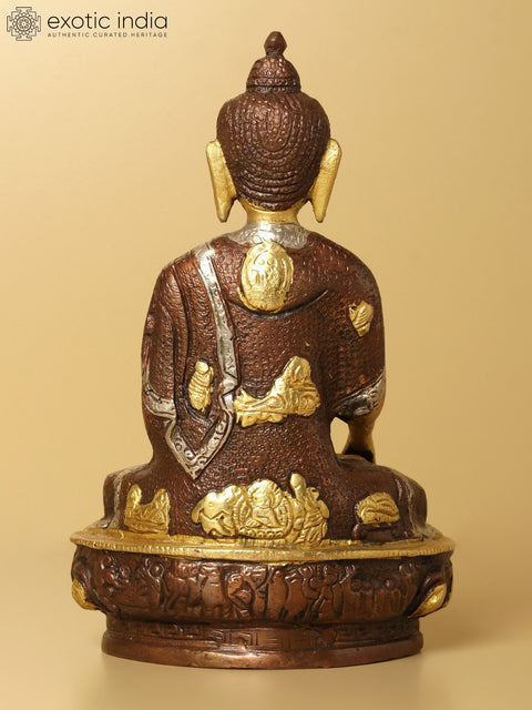 8" Brass Resplendent Buddha Statue in Bhumisparsha Mudra | Handmade | Made in India