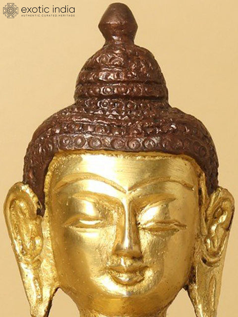 8" Brass Resplendent Buddha Statue in Bhumisparsha Mudra | Handmade | Made in India