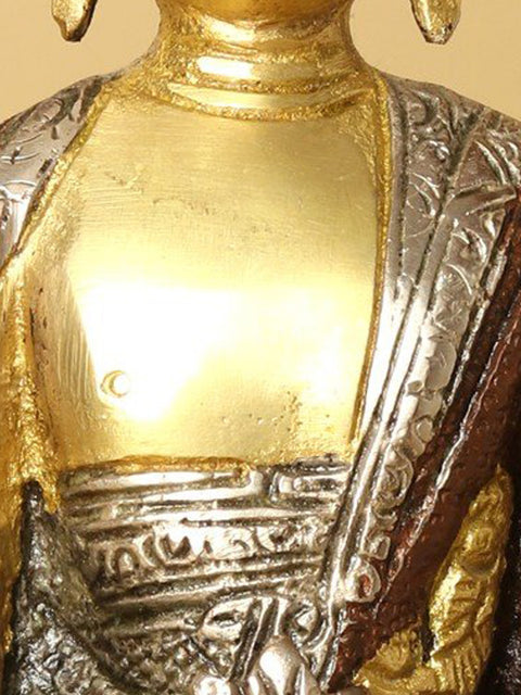 8" Brass Resplendent Buddha Statue in Bhumisparsha Mudra | Handmade | Made in India